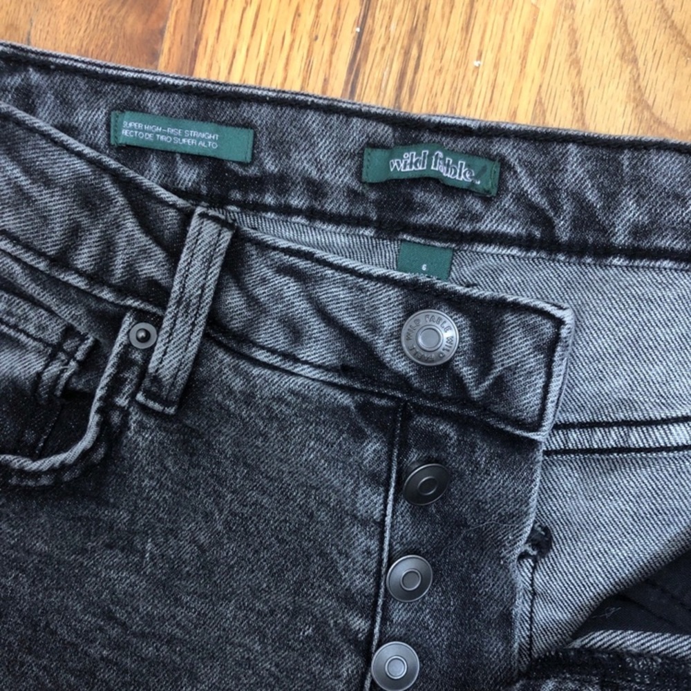 Super hi-rose Straight Leg Buttonfly jeans-Wild Fable